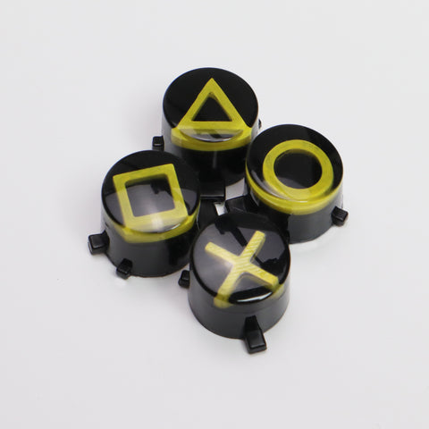 Black and yellow resin PS5 buttons