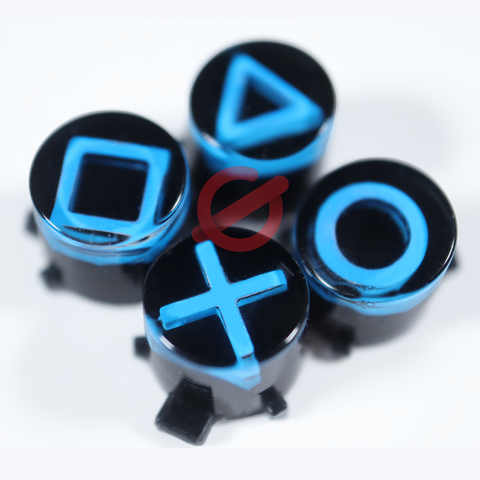 Black and light blue resin PS5 buttons