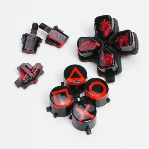 Black and red resin PS5 buttons