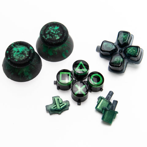 Black and green resin PS5 buttons